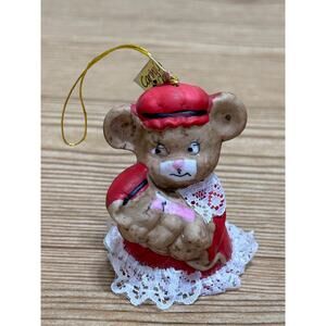 VTG Jasco Bisque Porcelain 70 Mama Bear Cub Ornament Bell Caring Critter Chimers